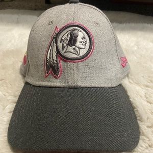 Redskins Washington Team NFL breast cancer pink fitted hat wool grey pink brim